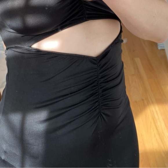 Black Slinky High Neck Dress with Cutouts - Picture 3 of 10